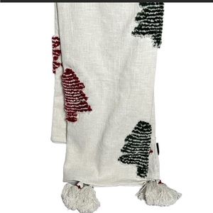Tik-Tok famous rare Rachel Zoe Christmas Tree blanket Cream w/ Red & Green trees